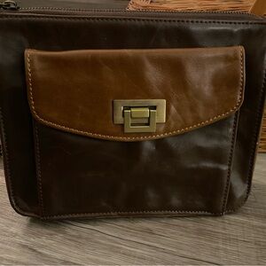 Elegant Brown 2 Tone Leather Purse